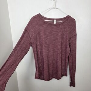 Lululemon‎ Burgundy Heathered Long Sleeve Lightweight Fitness Shirt Size 10